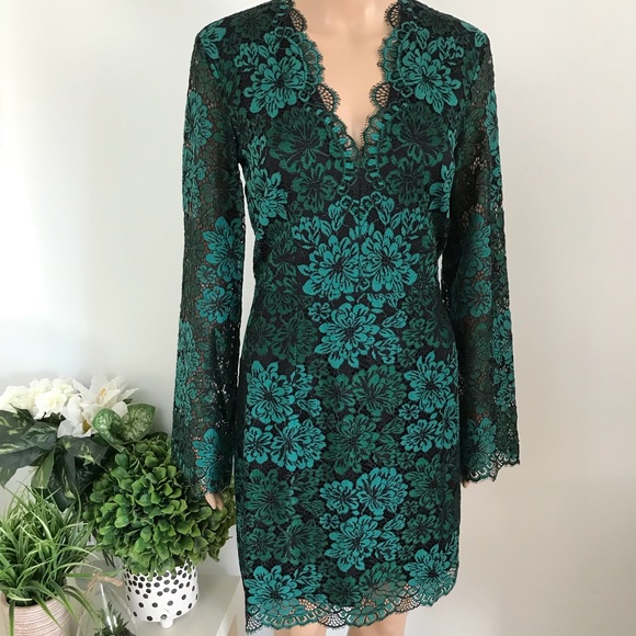 h&m green lace dress